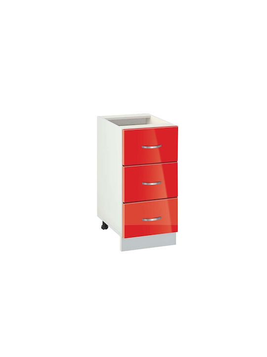 403 Comodă de Bucătărie de Podea White / Red Gl...