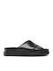 Erin Δερμάτινα Γυναικεία Σανδάλια Flatforms Μαύρα
