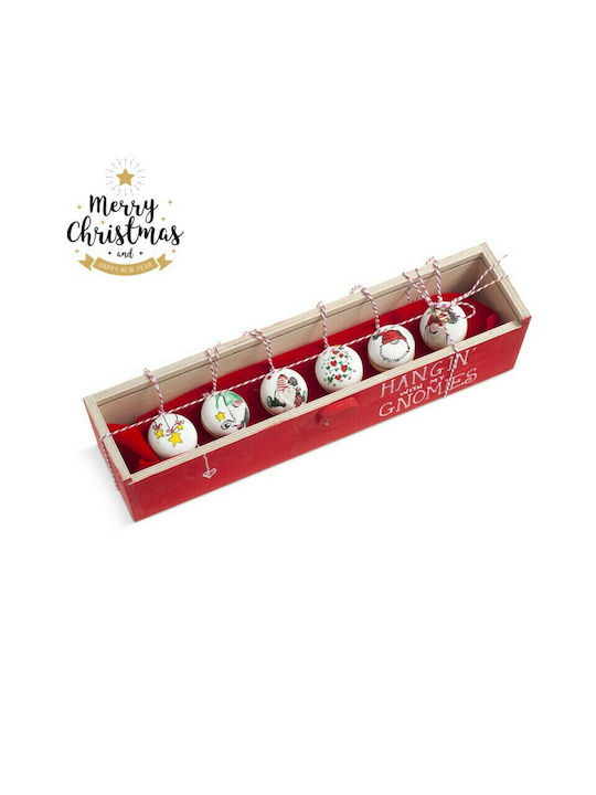 Parisis Christmas Wooden Figure Ball Length 9.5cm in Wooden Box 6pcs