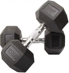 Rubber Set of Hexagon Dumbells 2 x 15kg