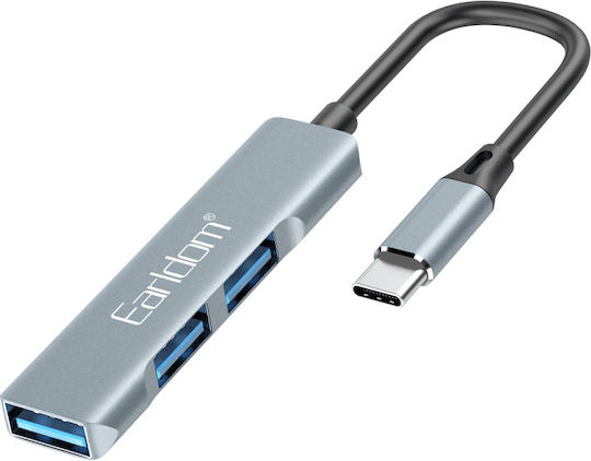 Earldom Hub 3 Porturi USB 2.0 cu Conectare USB-C Argintiu