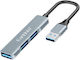 Earldom Hub 3 Θυρών USB 2.0 με σύνδεση USB-A Ασημί