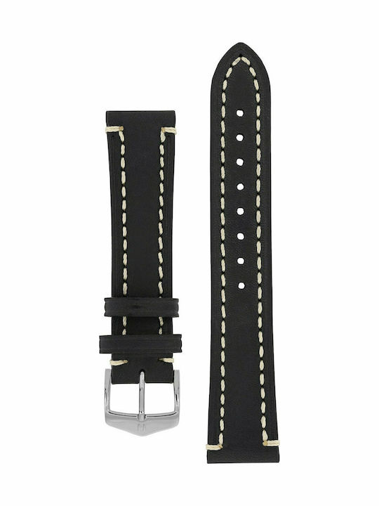 Hirsch Liberty Δερμάτινο Λουράκι Μαύρο 20mm