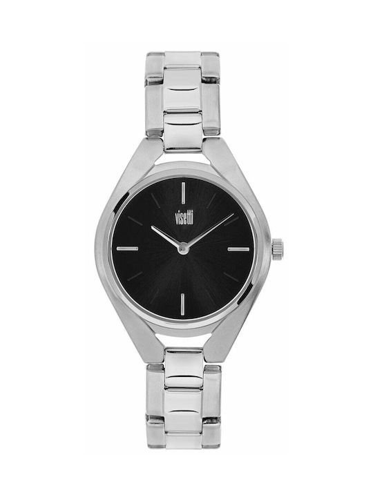 Visetti Curvy Watch with Silver Metal Bracelet