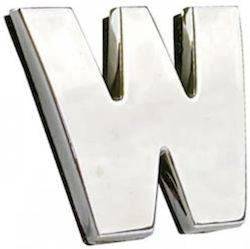 Auto Gs Αυτοκόλλητο Γράμμα Αυτοκινήτου "W" 2.7 x 2.5cm σε Ασημί Χρώμα