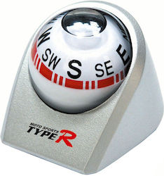Type-R Αναλογικό Πυξίδα Αυτοκινήτου Μπάλα Ασημί