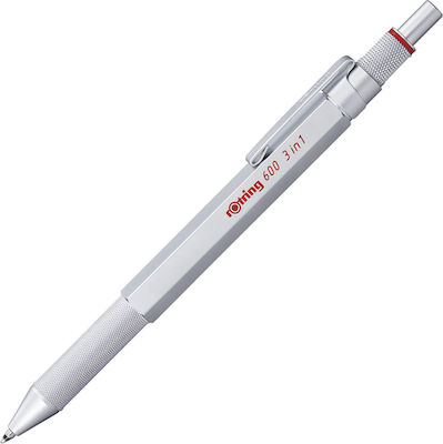 Rotring 600 3in1 Pen Ballpoint 2164109 Silver