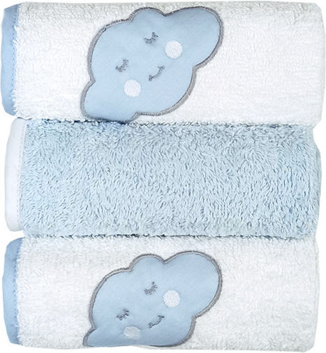 Baby Star Cloud Λαβέτες Ώμου Γαλάζιο 30x30εκ. 3τμχ