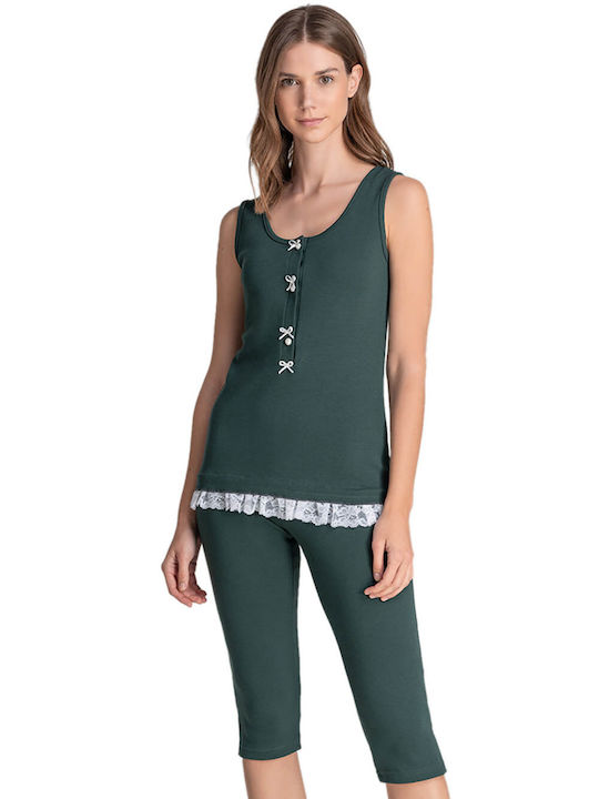 Odyssey Summer Women's Pyjama Set Cotton Green