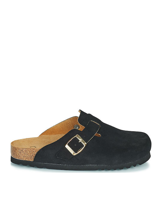 Scholl Fae Leather Slippers Black