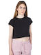 Kappa 222 Banda 10 Lavars Summer Women's Cotton Blouse Short Sleeve Black