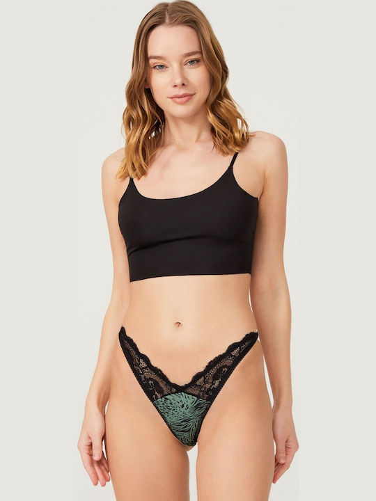 CottonHill Women's String with Lace Green