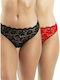 A.A UNDERWEAR Cotton Women's Slip 2Pack with Lace Red/Black