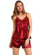 Miorre Summer Satin Babydoll Burgundy