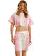 Women's Summer Crop Top Cotton Short Sleeve Pink