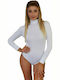 Derya Kursun Long Sleeve Turtleneck Bodysuit White