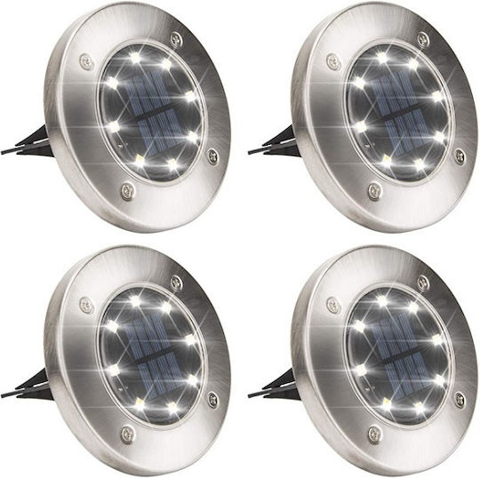 Set of 4 Stake Solar Lights Street Cold White 6000K with Photocell