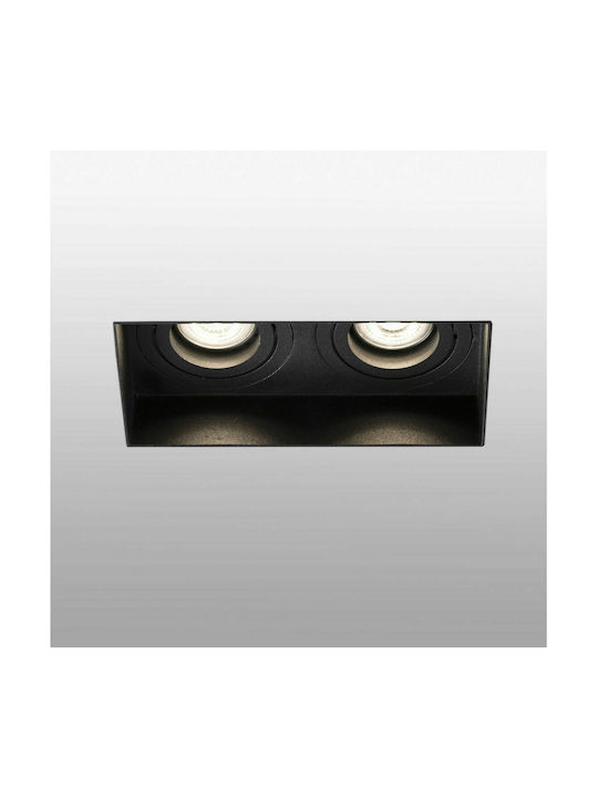 Faro Barcelona Hyde Paralelogram Metalic Spot Încorporat cu Soclu GU10 Negru 16.4x5.5cm. 1buc