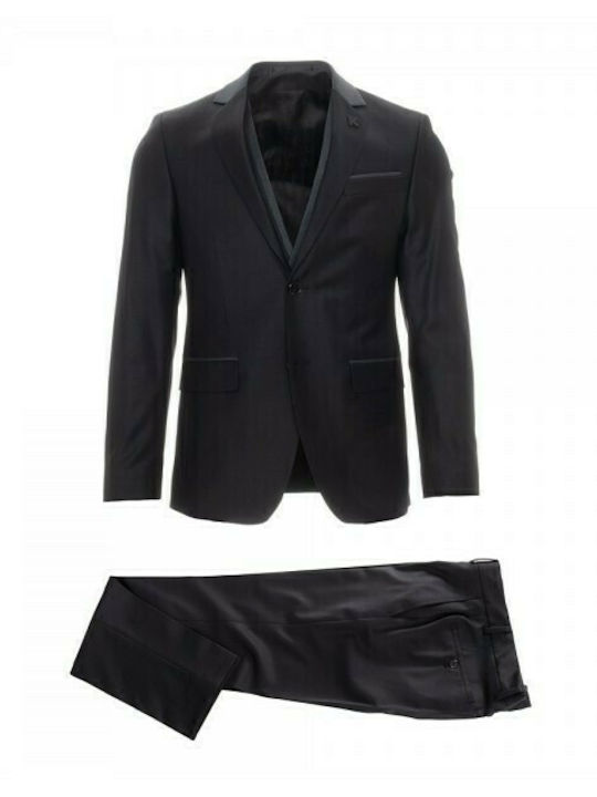 Karl Lagerfeld Ανδρικό Κοστούμι Με Γιλέκο Μαύρο