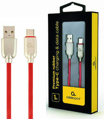 Cablexpert Premium Rubber USB 2.0 Cable USB-C male - USB-A male Κόκκινο 1m (CC-USB2R-AMCM-1M-R)