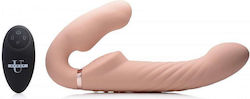 Strap U Ergo-Fit Twist Fără bretele Strap On cu Dildo 23.8cm cu vibrație în culoarea Light