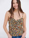 Funky Buddha Women's Summer Blouse with Straps Floral Black