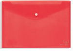 Transparent File Folder with Button for A4 Sheets Red