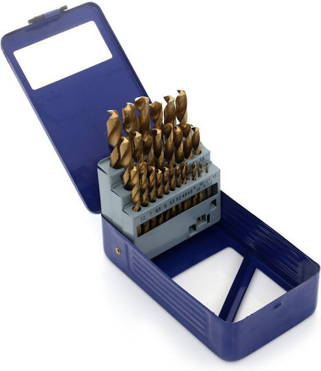 Tagred Set of 29 Drills HSS Titanium with Cylindrical Shank for Metal