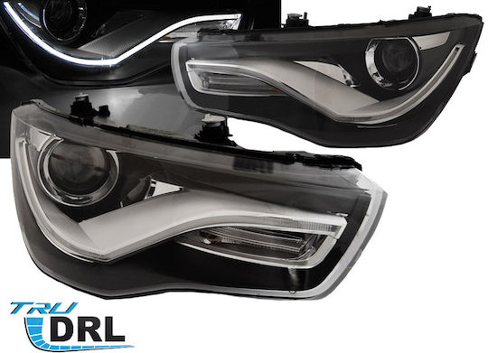 Depo Vordere Lichter LED für Audi A1 8X Schwarz H7 mit Motor 2010-2014 2Stück