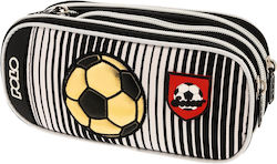 Polo Fabric Pencil Case Football Base Free with 2 Compartments Black