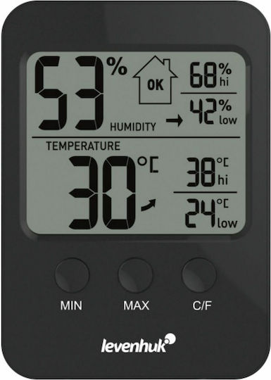 Levenhuk Wezzer Base L30 Digital Thermometer & Hygrometer for Indoor Use with Magnetic Back