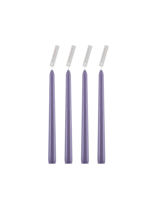 GloboStar Scented Candle Taper with Scent Lemon and Lavender Purple 25cm 4pcs