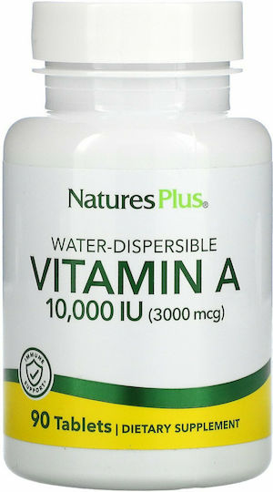Nature's Plus Immune Support Water-dispersible Vitamin A Βιταμίνη για τα Μαλλιά, τo Δέρμα & Αντιοξειδωτική δράση 10000iu 90 ταμπλέτες