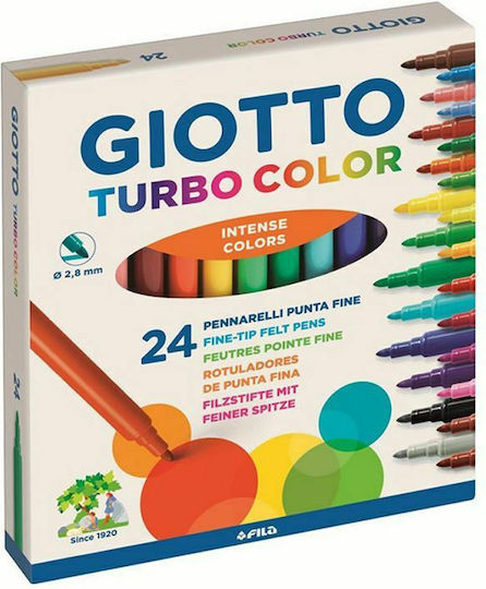 Giotto Turbo Color Μαρκαδόροι Ζωγραφικής 2.8mm Λεπτοί, Πλενόμενοι Σετ 24 χρώματα