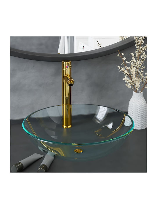 vidaXL Countertop Sink Glass 42x42x14cm Transpa...