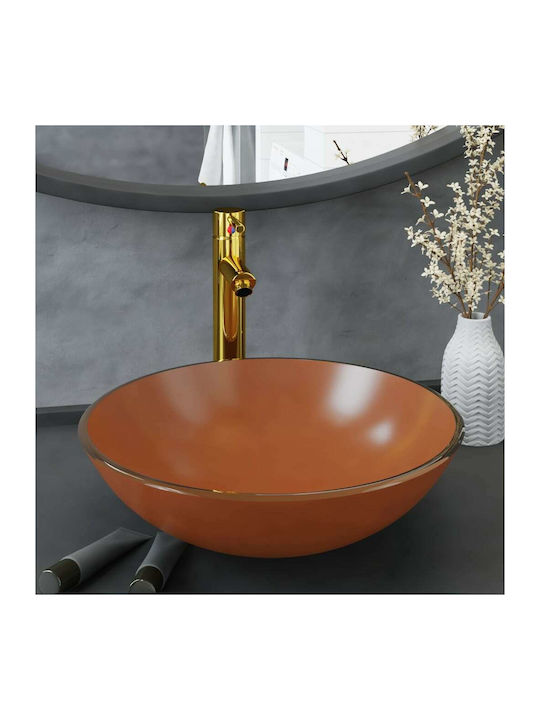 vidaXL Countertop Sink Glass 42x42x14cm Brown