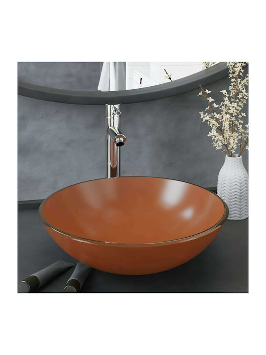 vidaXL Countertop Sink Glass 42x42x14cm Brown