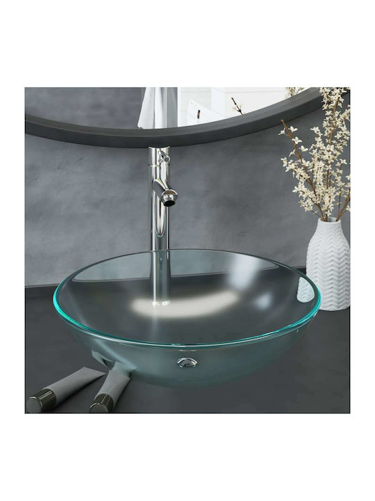 vidaXL Countertop Sink Glass 42x42x14cm Transpa...