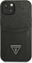 Guess Saffiano Double Card Synthetic Leather Back Cover with Credit Card Holder Black (iPhone 13 mini)
