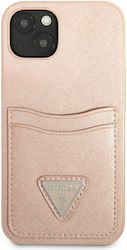 Guess Saffiano Double Card Synthetic Leather Back Cover with Credit Card Holder Pink (iPhone 13 mini)