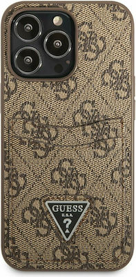 Guess Saffiano 4G Double Card Umschlag Rückseite Synthetisch Braun (iPhone 13 Pro) GUHCP13LP4TPW