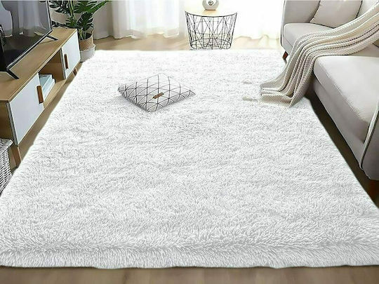 Fluffie Αντιολισθητικό Χαλί Ορθογώνιο Shaggy Λευκό 140x200cm