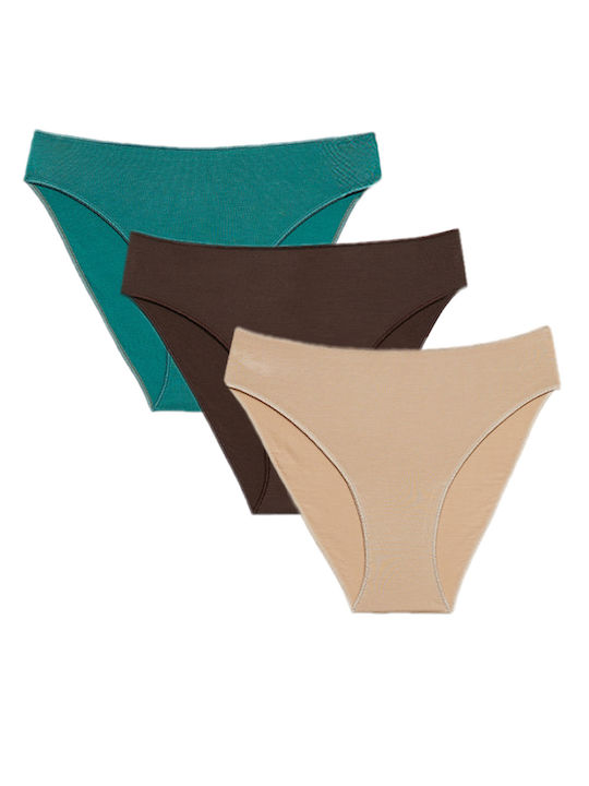 Minerva Damen Brasilien 3Pack Beige/Green/Brown