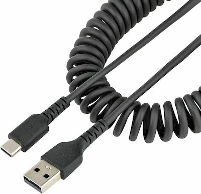 StarTech Spiral USB 2.0 Cable USB-C male - USB-A male Μαύρο 1m (S55148206)