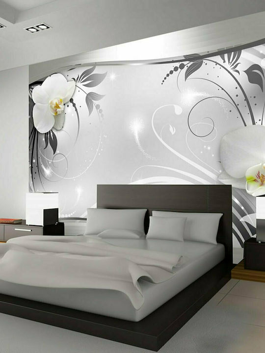 Wall Mural Silver Abstract Fabric Silver 300x210cm