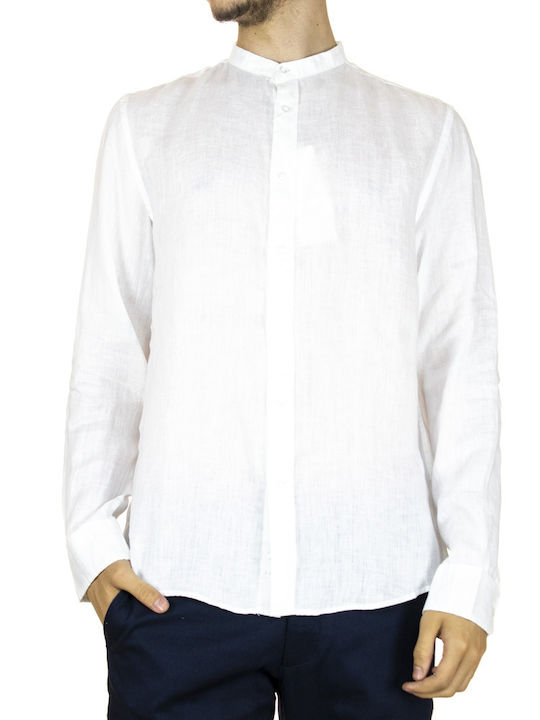 Celio Bamaoflax Long-sleeved Linen Shirt White