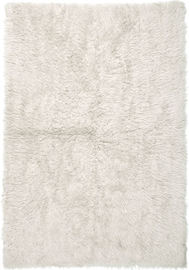 Βιοκαρπέτ Flokati Χαλί Ορθογώνιο Shaggy Μάλλινο Natural White 1000gsm 60x90cm