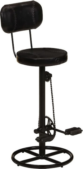 Stool Bar with Backrest Leather Black Velvet-Black Metal 2pcs 44x44x109cm