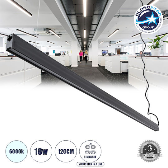 GloboStar Commercial Linear LED Ceiling Light 18W Cold White IP20 L120xD2xH4cm