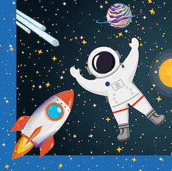 Rocket Space Napkins Blue 33x33cm 20pcs